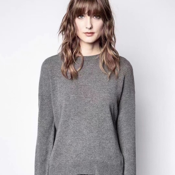 Zadig & Voltaire Cici Patch Cashmere Sweater Grey - Picture 2 of 6